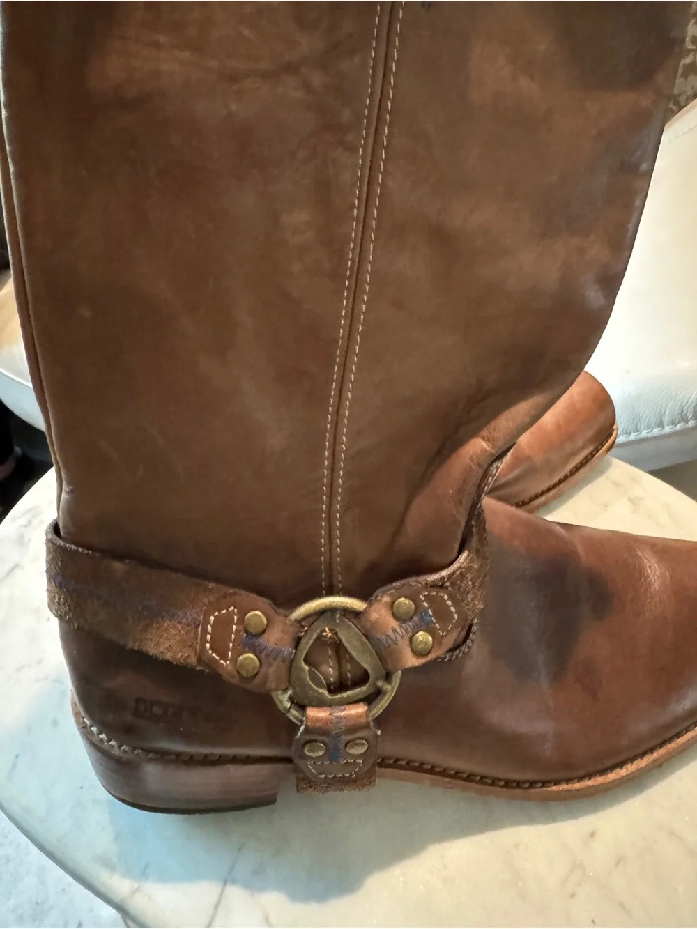 BEDFORD BED|STU Brown Leather Boot with Purple Lining Sz 12 - Picture 1 of 10
